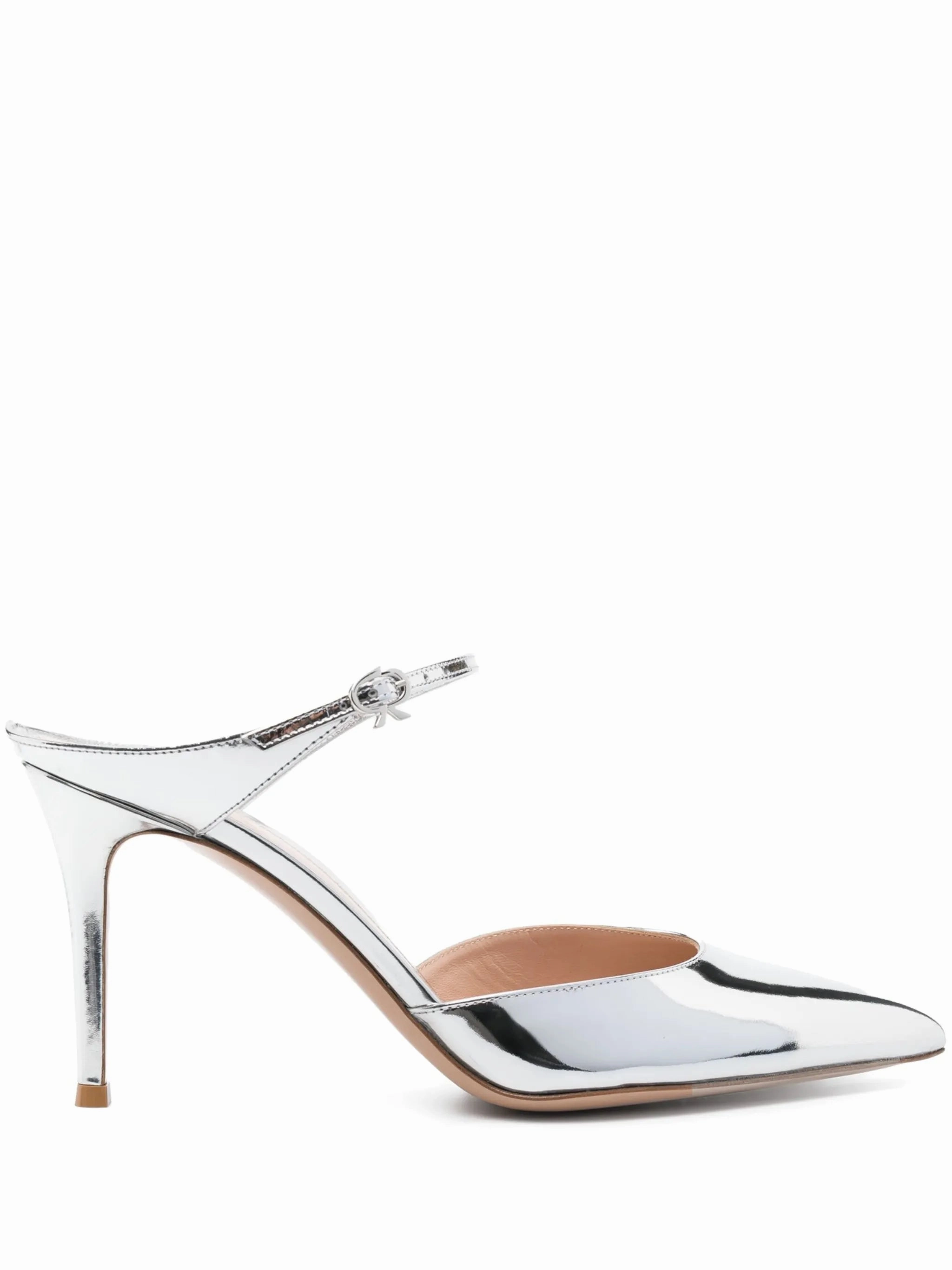 Casual Dress And Shoes 100mm metallic leather mules