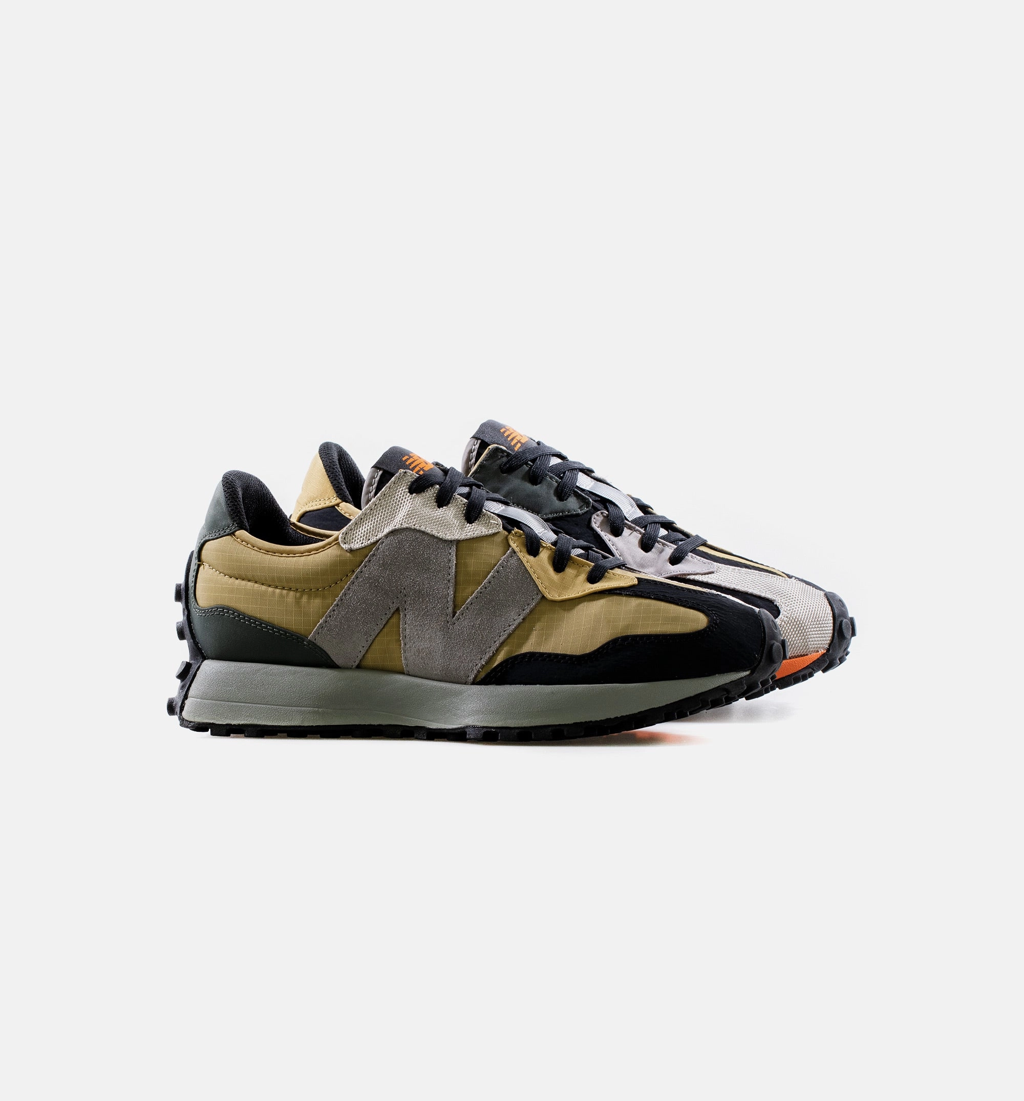 Brown New Balances 327 Mens Lifestyle Shoe - Olive/Black/Grey