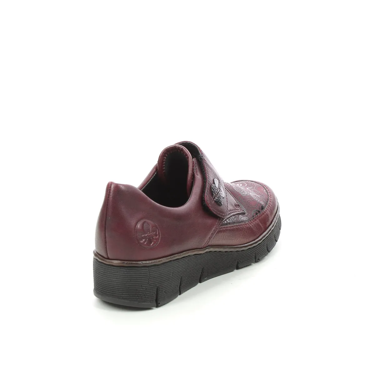 537C0-35 Wine Velcro Casual Shoes That Can Be Dressed Up