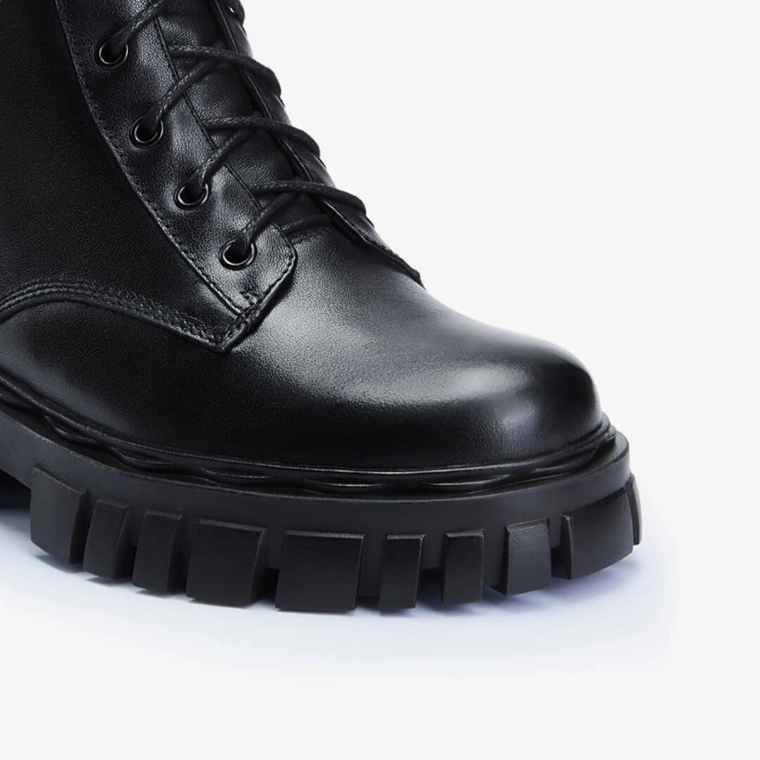 Brown Wedge Boots *CAMMI - lace up belted army boots