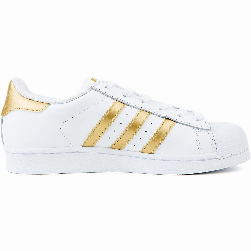 Running Shoes Adidas Shoes Adidas Kid's Superstar J Shoes - White / Gold Metallic