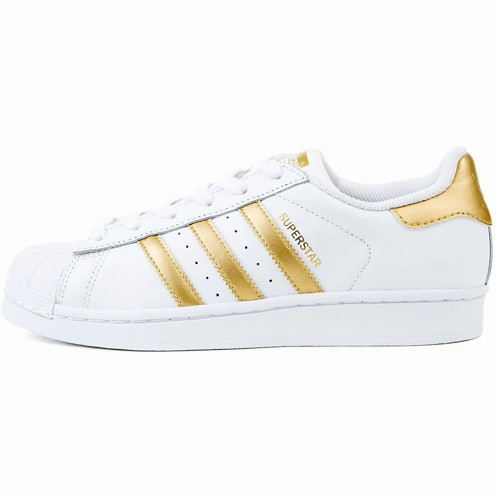 Adidas Shoes Basketball Adizero Adidas Kid's Superstar J Shoes - White / Gold Metallic