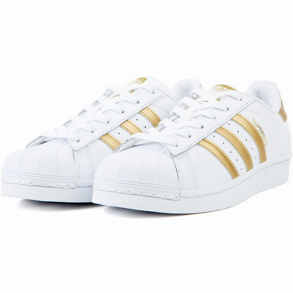 Adidas Kid's Superstar J Shoes - White / Gold Metallic Homer Simpson Adidas Shoes