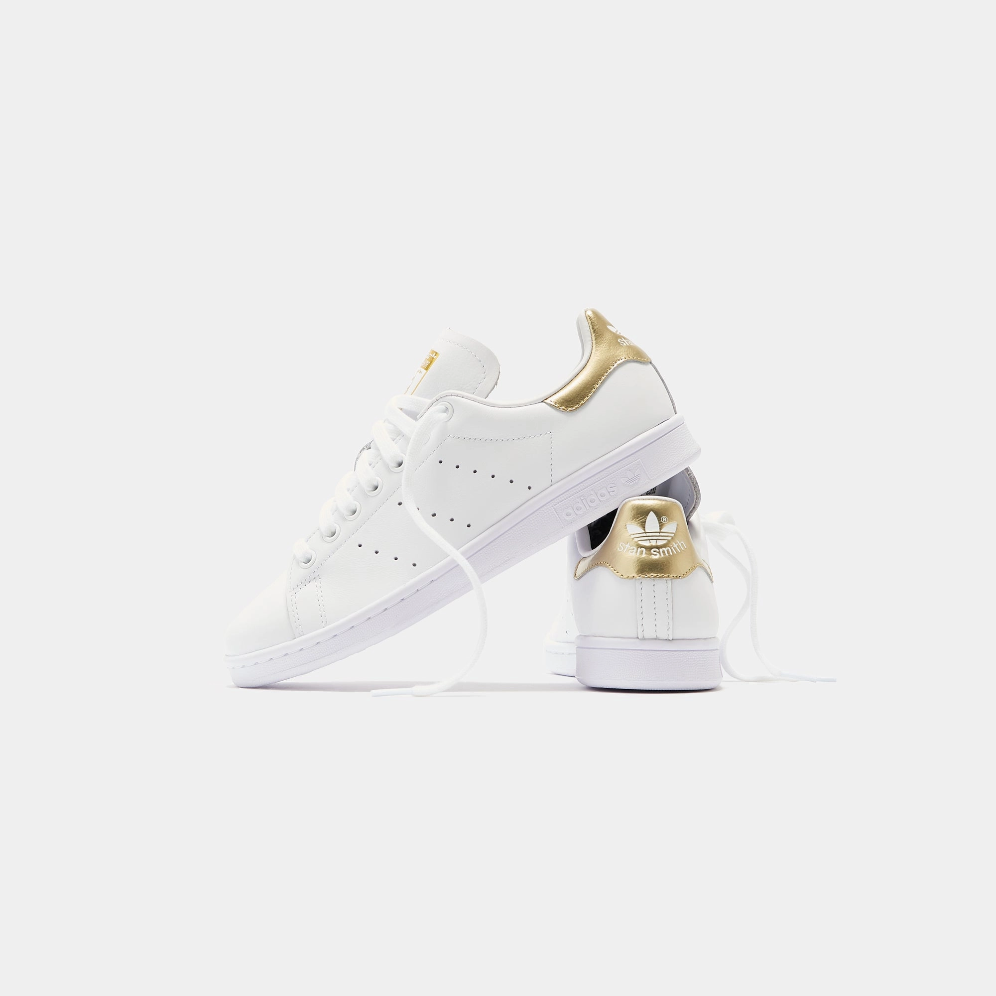 Maroon Adidas Tennis Shoes adidas Originals WMNS Stan Smith - Running White / Gold Metallic