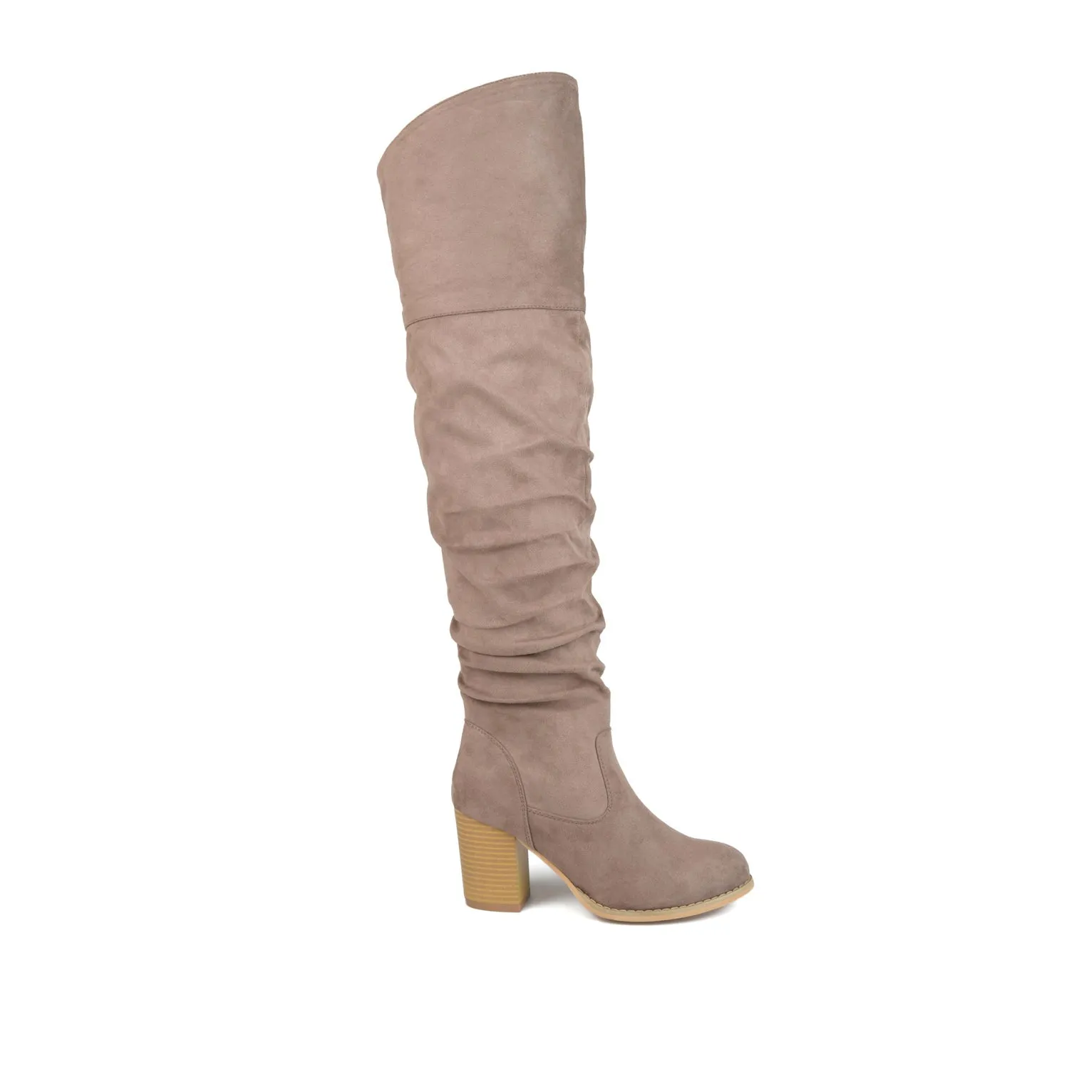 KAISON THIGH HIGH BOOTS IN FAUX SUEDE Denim Thigh Boots