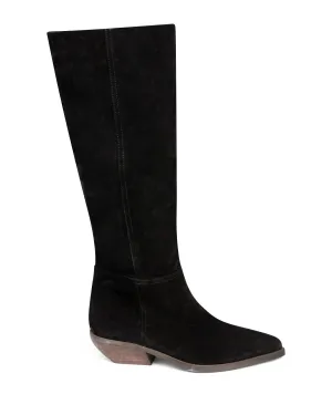 Scholls Boots Western Knee High Boot Black Suede E4522