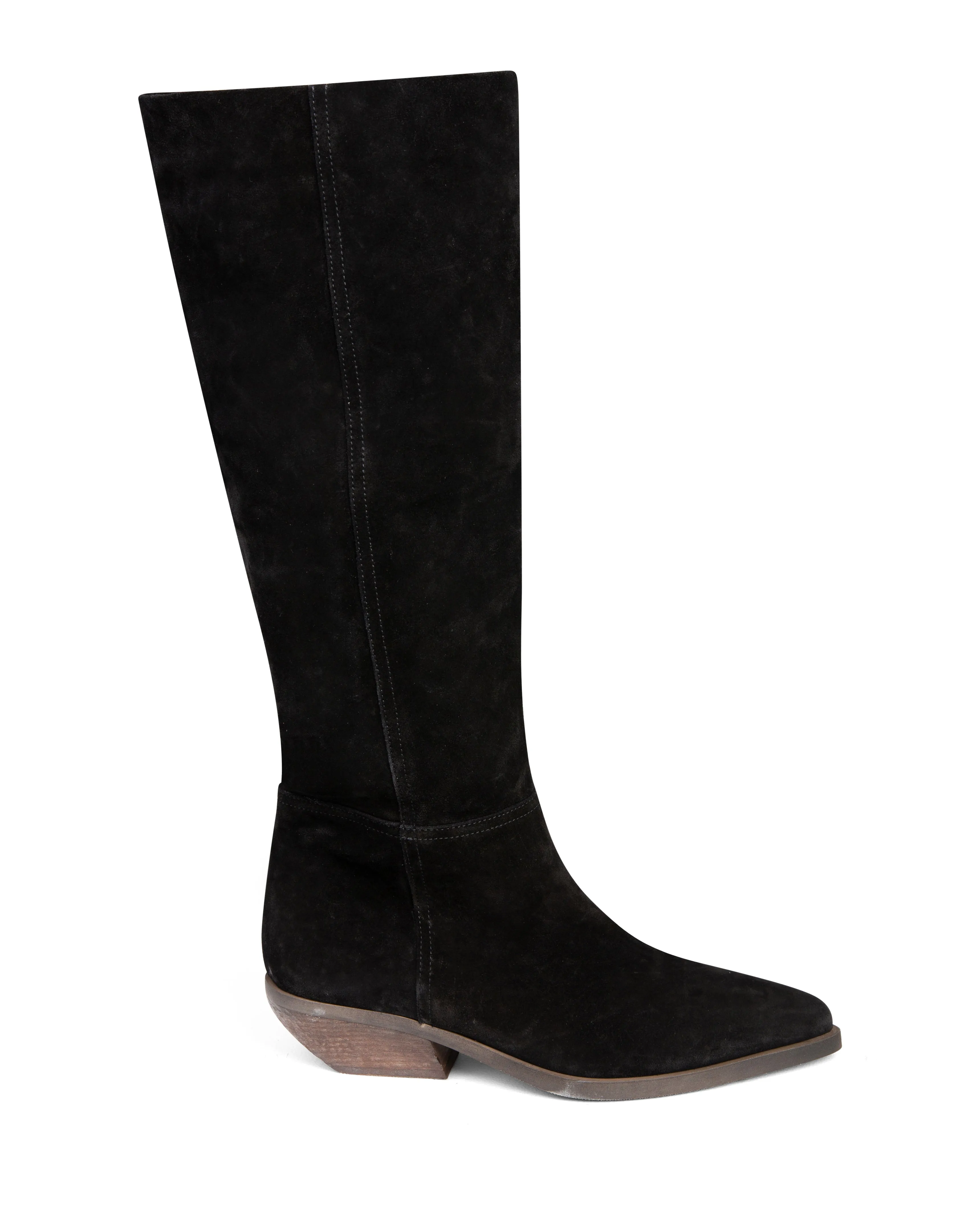 Western Knee High Boot Black Suede E4522 Boots Snowboard Wide