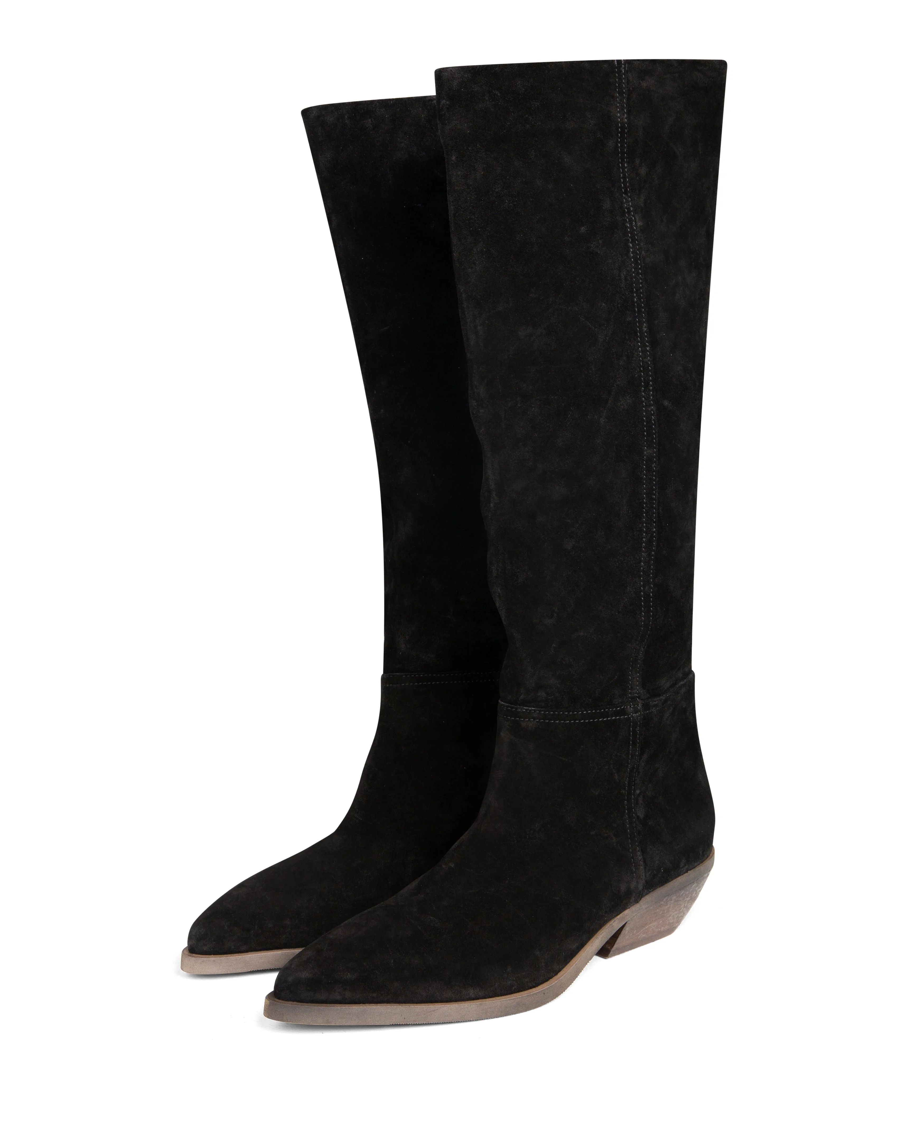 Thursday Boots Store Western Knee High Boot Black Suede E4522