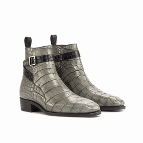 Slip Proof Boots Grey & Black Alligator Jodhpur Boot
