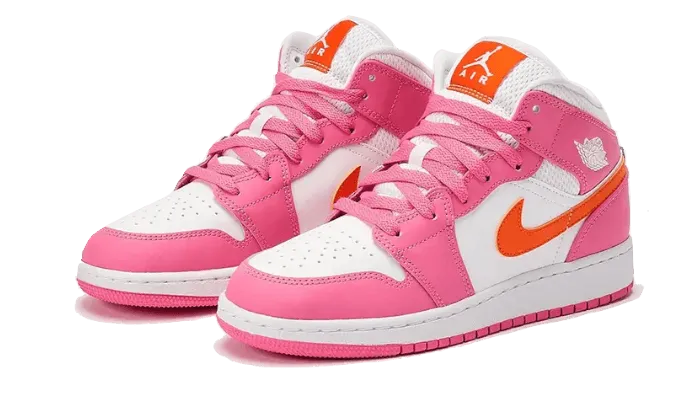 Air Jordan 1 Mid Pinksicle Safety Orange North Star Sneakers