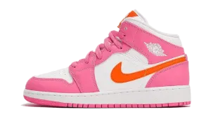 Air Jordan 1 Mid Pinksicle Safety Orange Back Sneakers