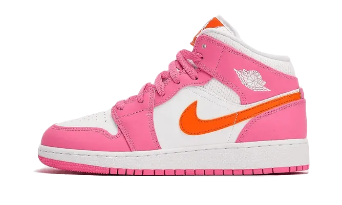 Air Jordan 1 Mid Pinksicle Safety Orange Nike Floral Sneakers