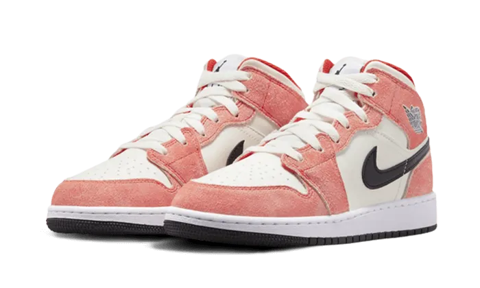 Air Jordan 1 Mid SE Orange Suede Crossfit Training Sneakers