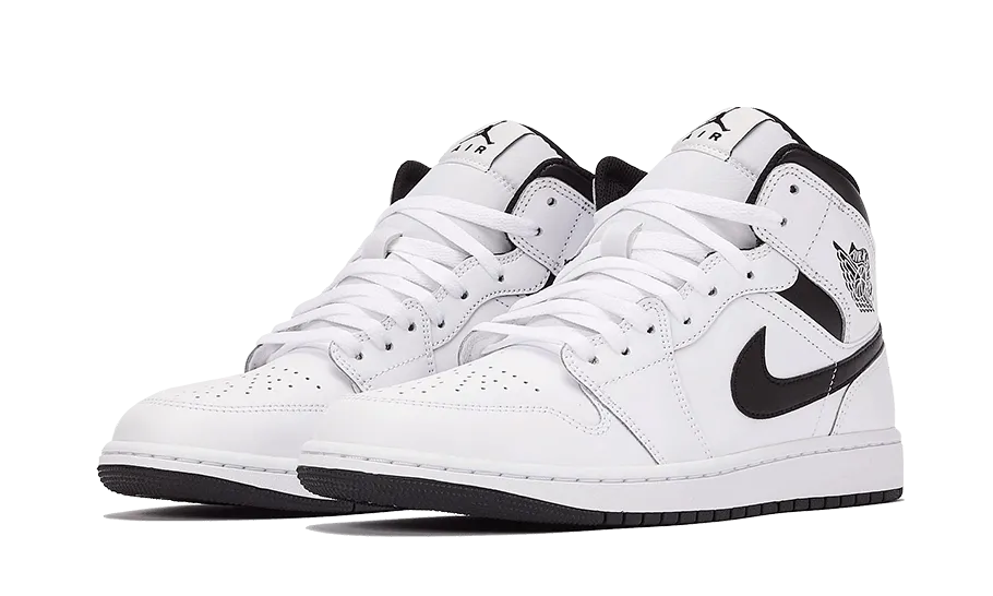 Grand Crosscourt Winner Leather Lace-up Sneakers Air Jordan 1 Mid White Black