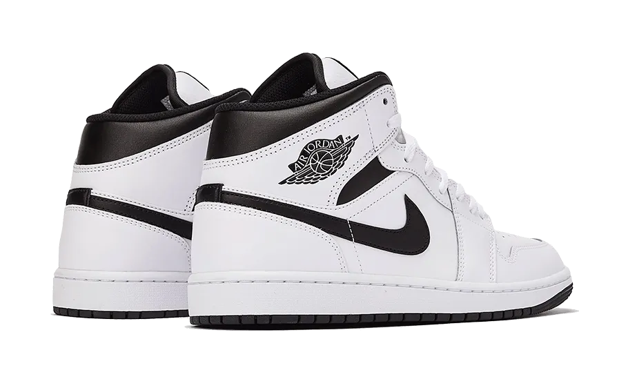 Air Jordan 1 Mid White Black Running Track Sneakers