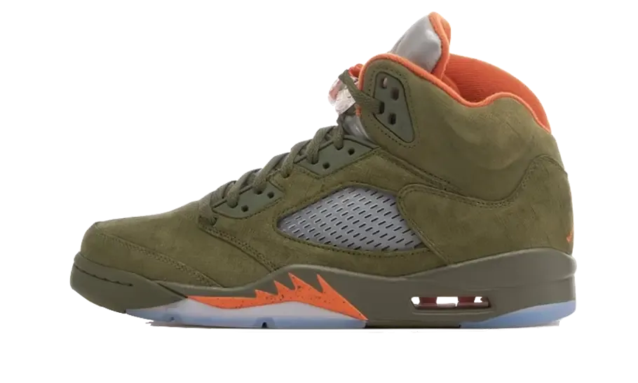 Jeans On Sneakers Air Jordan 5 Retro Olive