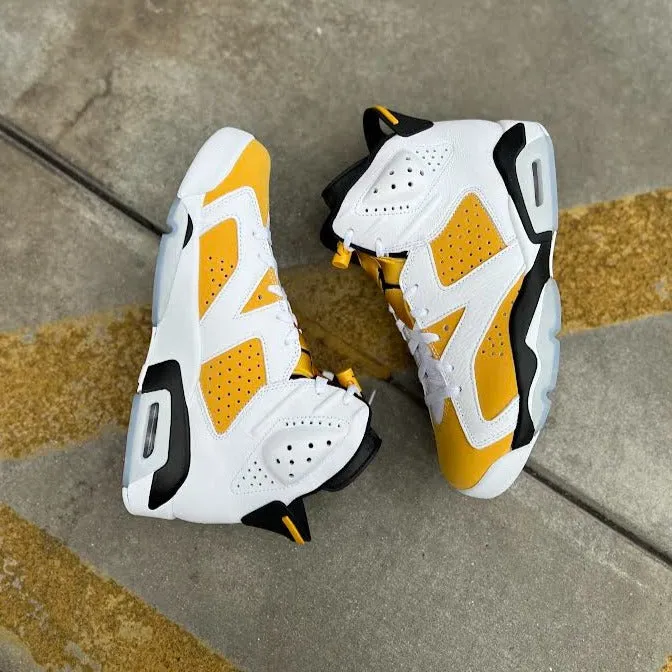 Air Jordan 6 Retro 'YELLOW OCHRE' Leather Tennis Sneakers