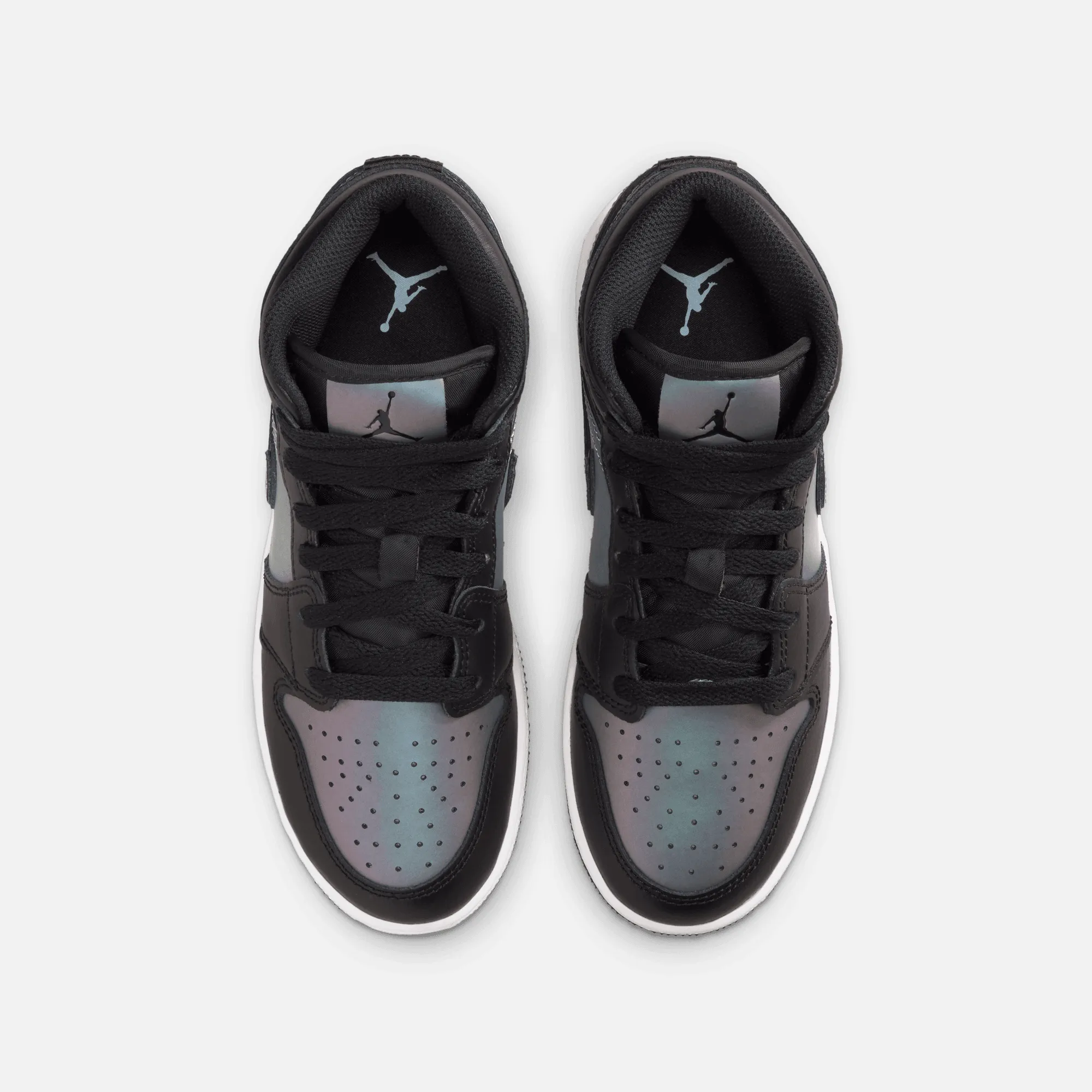 Air Jordan Big Kids' 1 Mid Black Iridescent (GS) Zoom Sneakers
