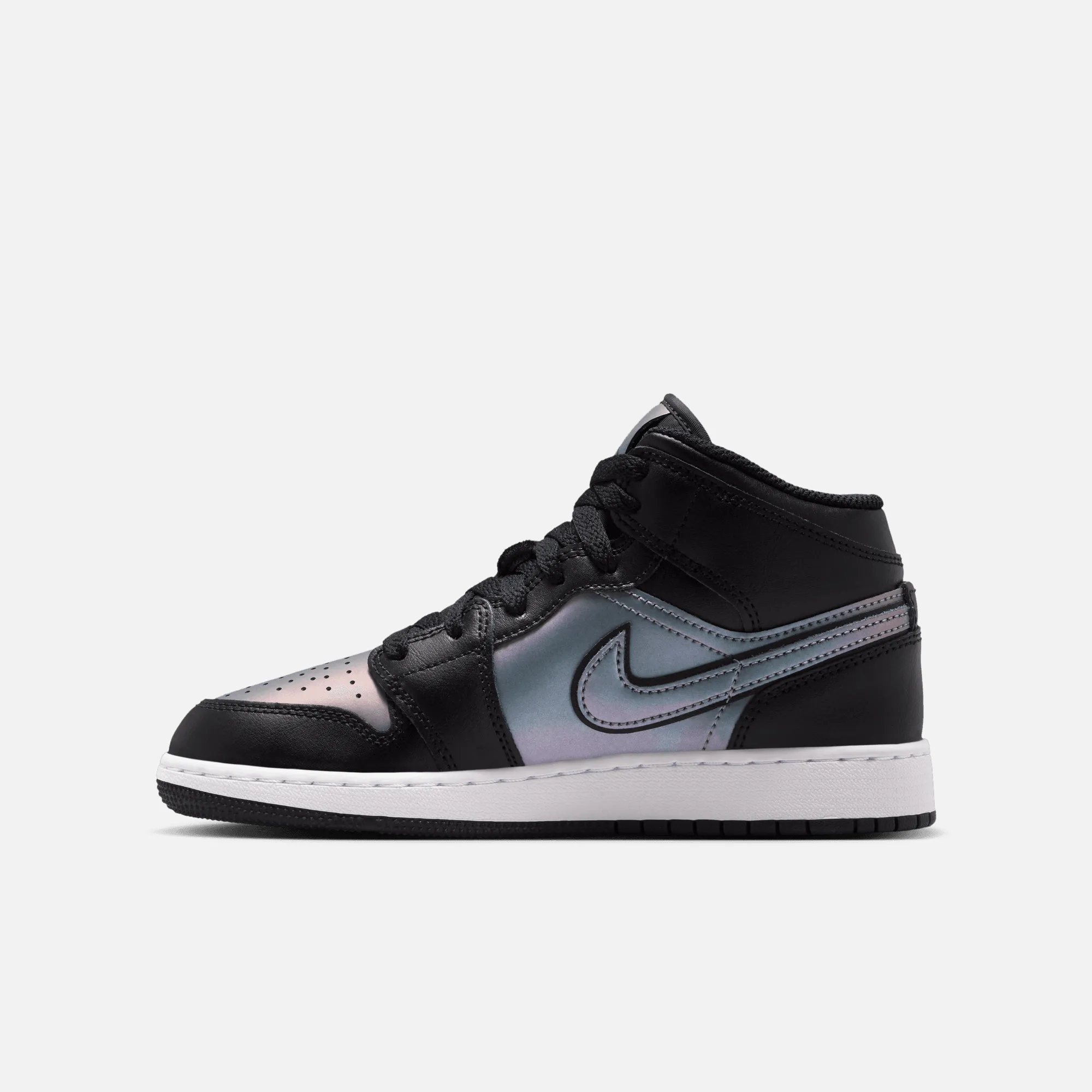 High-top Platform Sneakers Air Jordan Big Kids' 1 Mid Black Iridescent (GS)