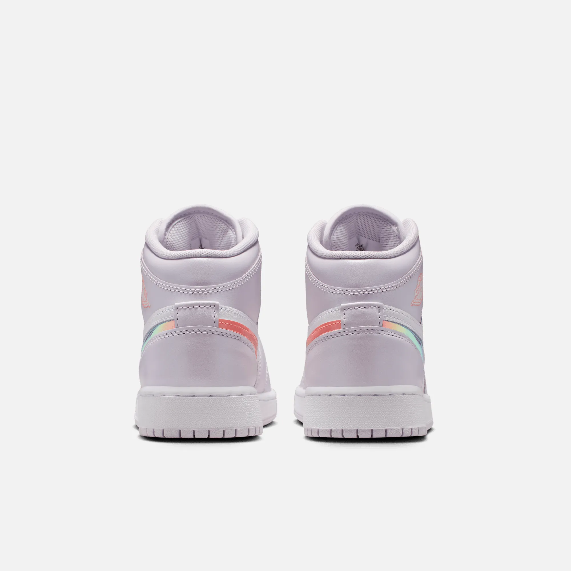 Air Jordan Big Kids' 1 Mid Iridescent Swoosh (GS) Jogging Sneakers