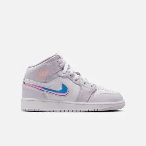 Satin Sneakers Air Jordan Big Kids' 1 Mid Iridescent Swoosh (GS)