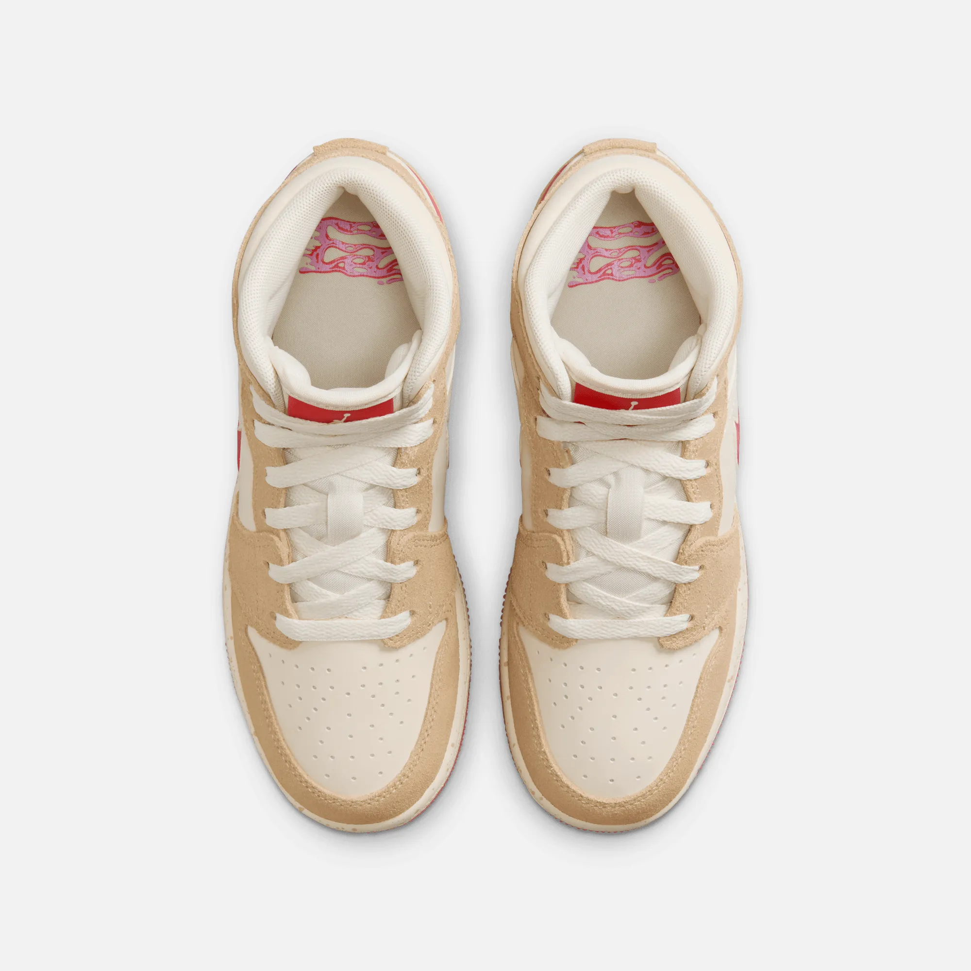 Air Jordan Big Kids' 1 Mid SE Peanut Butter & Jelly (GS) White Dress Casual Shoes