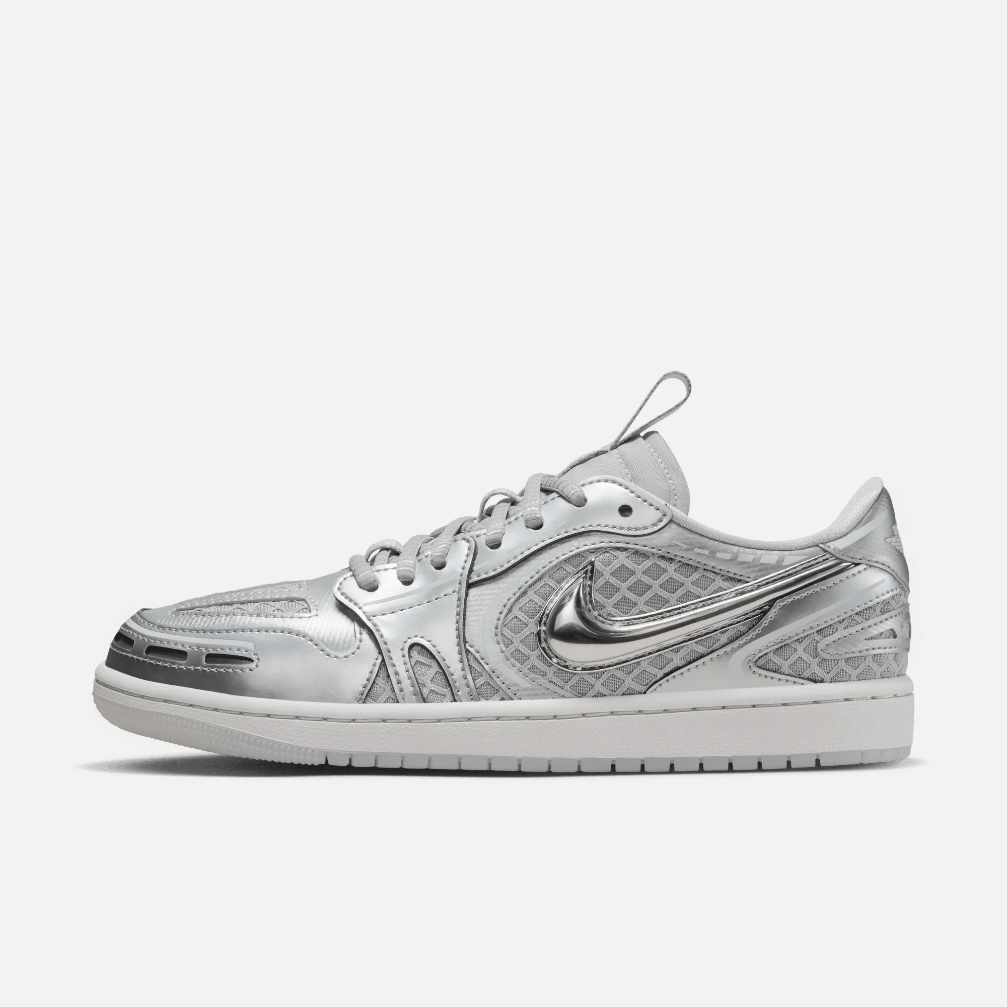 Air Jordan Women's 1 Low Method of Make V3 Metallic Silver Comfy Casual Shoes For Work