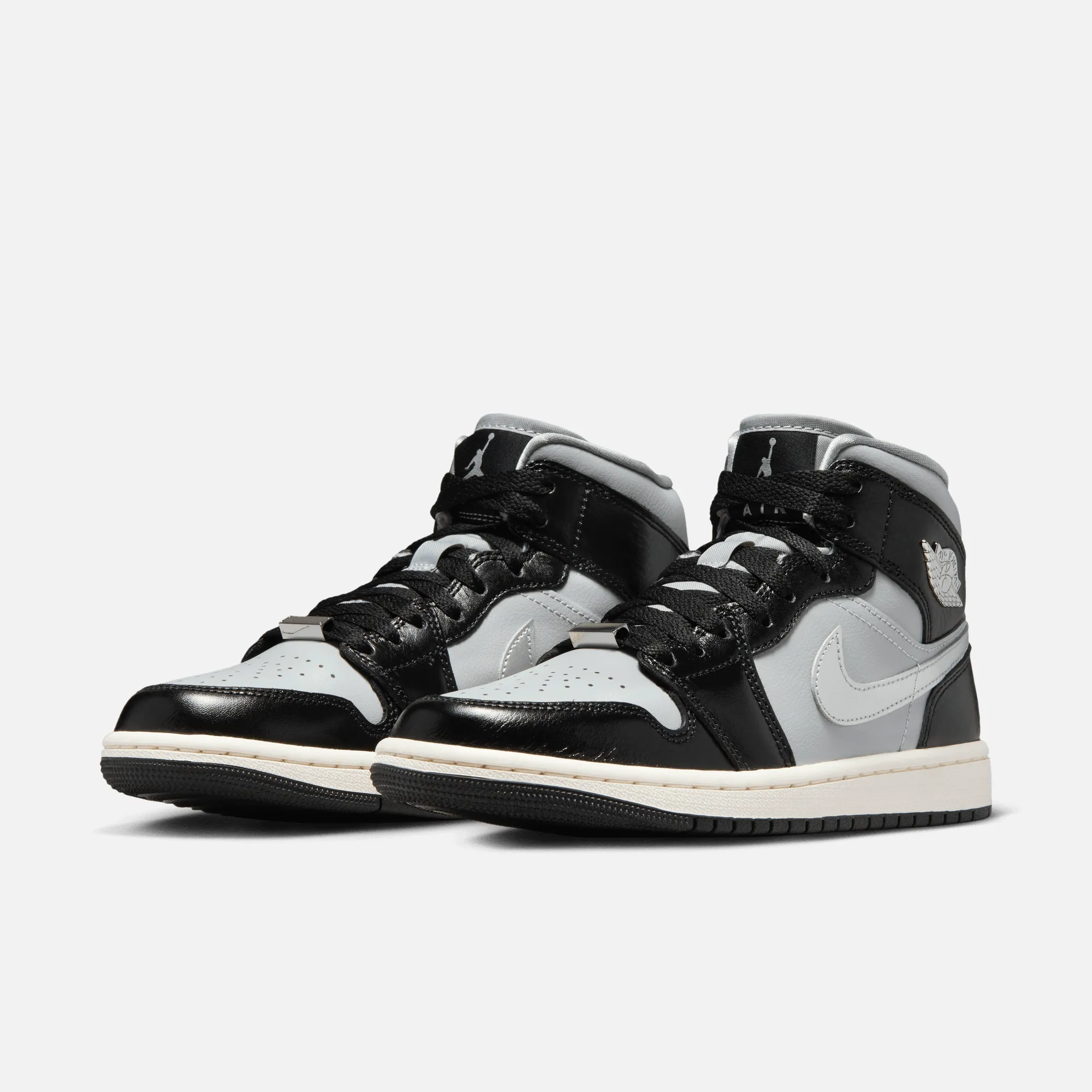 Air Jordan Women's 1 Mid SE Black Chrome Football Casual Shoes