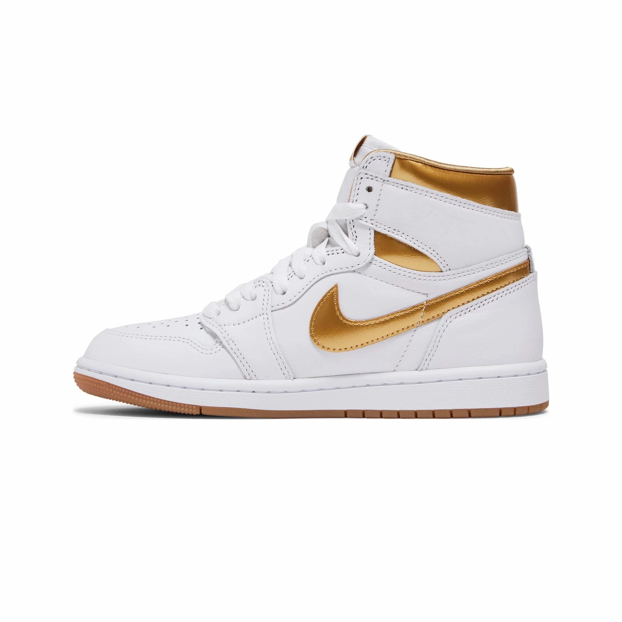 Air Jordan 1 High OG 'Metallic Gold' Women's (2024) Heritage Gulf Racing Casual Driving Shoes