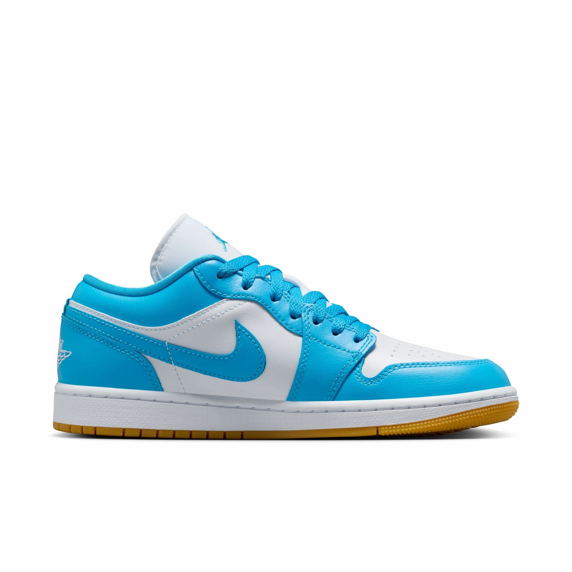 Autry Medalist Sneakers Air Jordan 1 Low Women's Shoes Color: White/dk Powder Blue-gum Light Brown DC0774-104