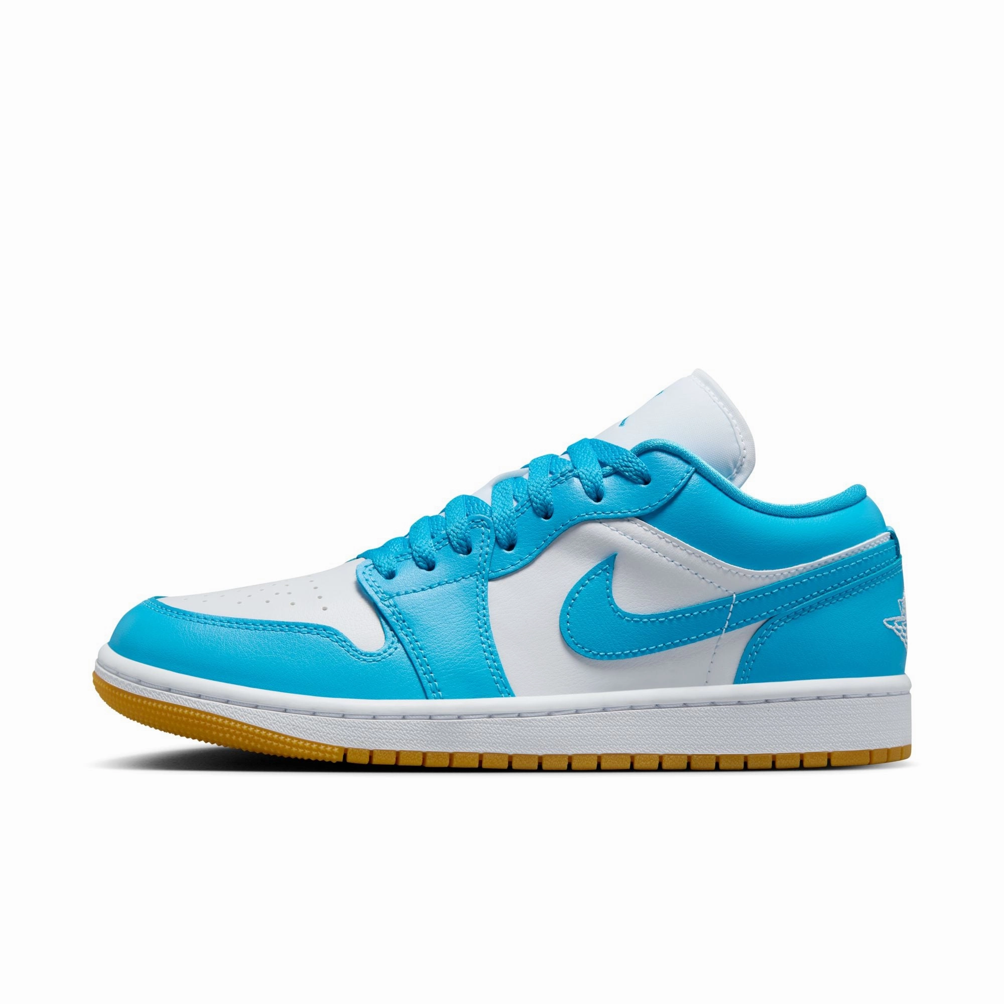 Friday Deals Sneakers Air Jordan 1 Low Women's Shoes Color: White/dk Powder Blue-gum Light Brown DC0774-104