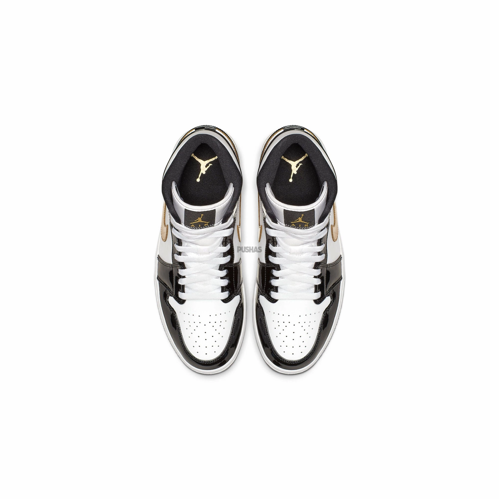 Air Jordan 1 Mid 'Patent Black White Gold' (2019) Park Street Casual Shoes