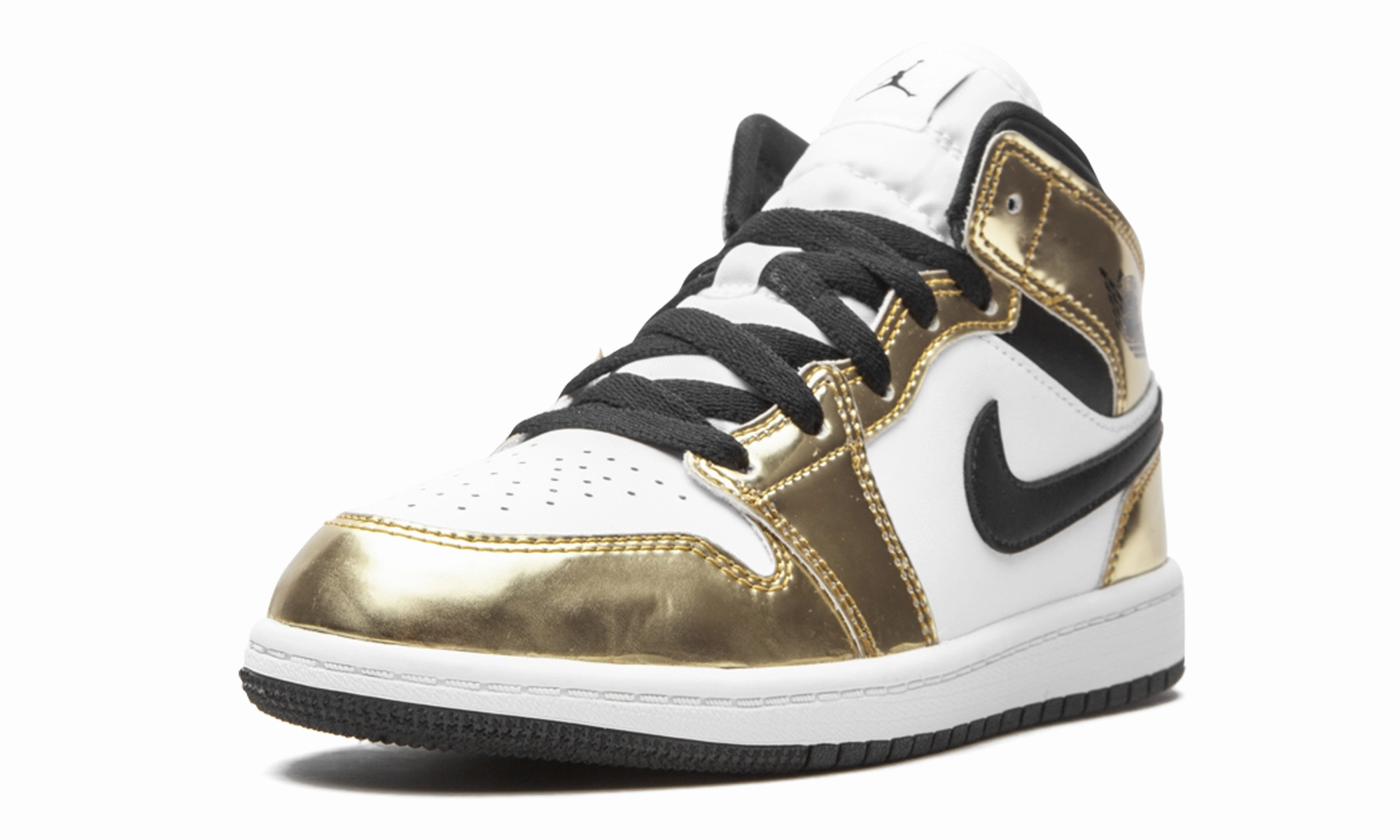 AIR JORDAN 1 MID SE PS "Metallic Gold" Casual High-top Skate Shoes Sneakers