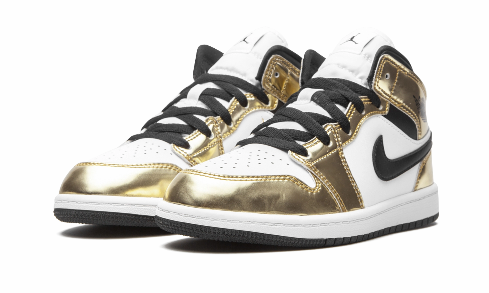 Wear Hiking Shoes Casually AIR JORDAN 1 MID SE PS "Metallic Gold"