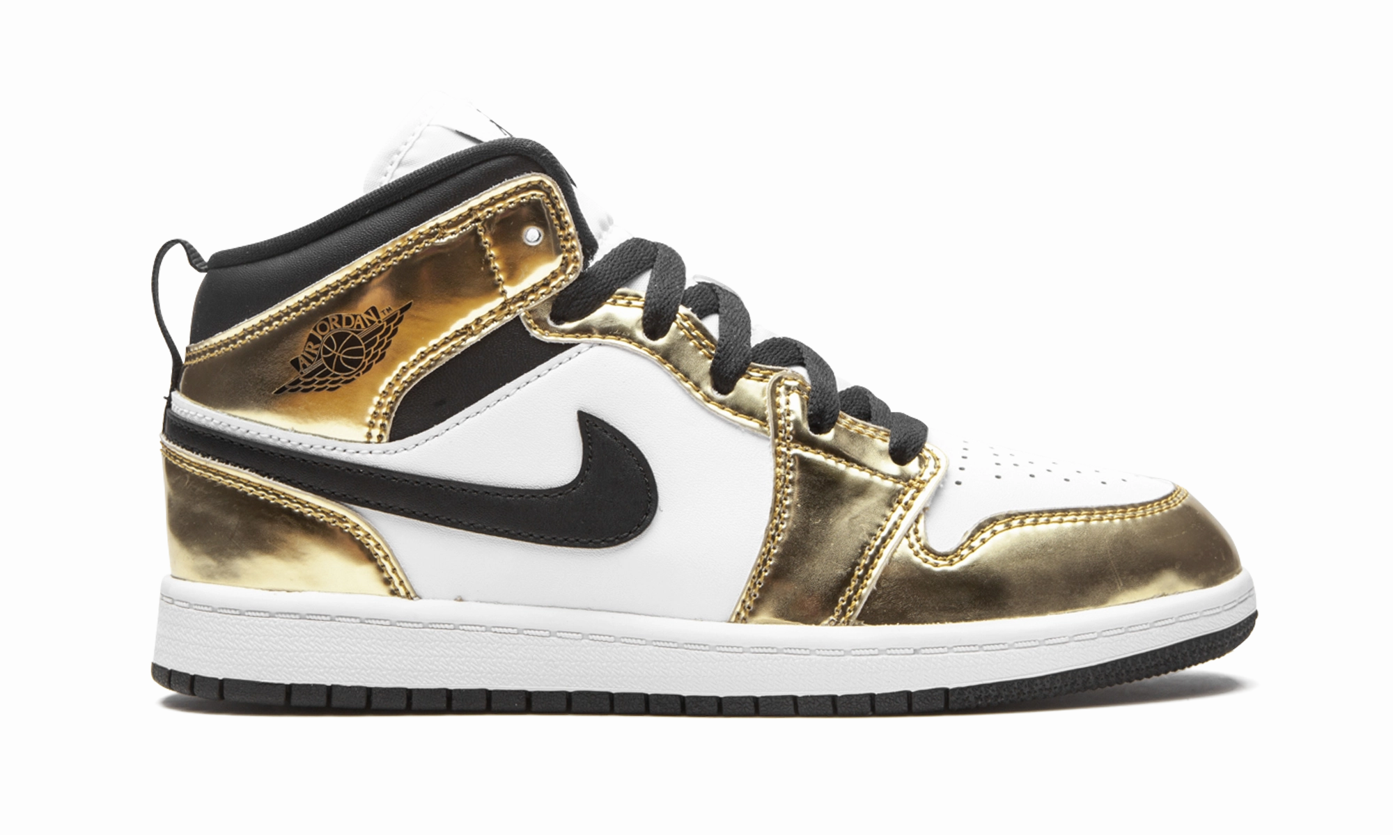 Casual Converse Shoes AIR JORDAN 1 MID SE PS "Metallic Gold"