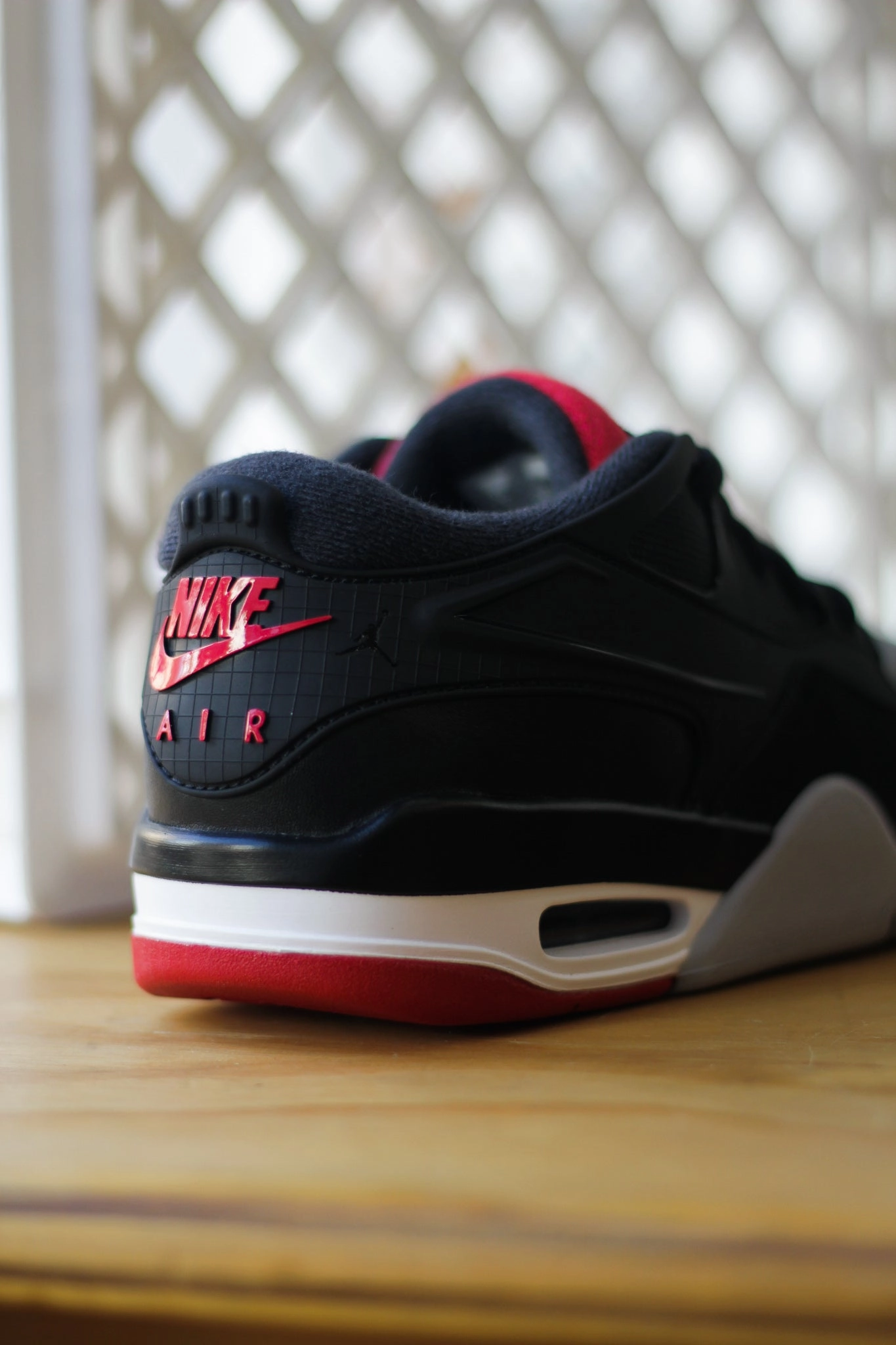 AIR JORDAN 4 RM (GS) "BLACK/VARSITY RED-WOLF GREY-WHITE" Crew Socks With Sneakers