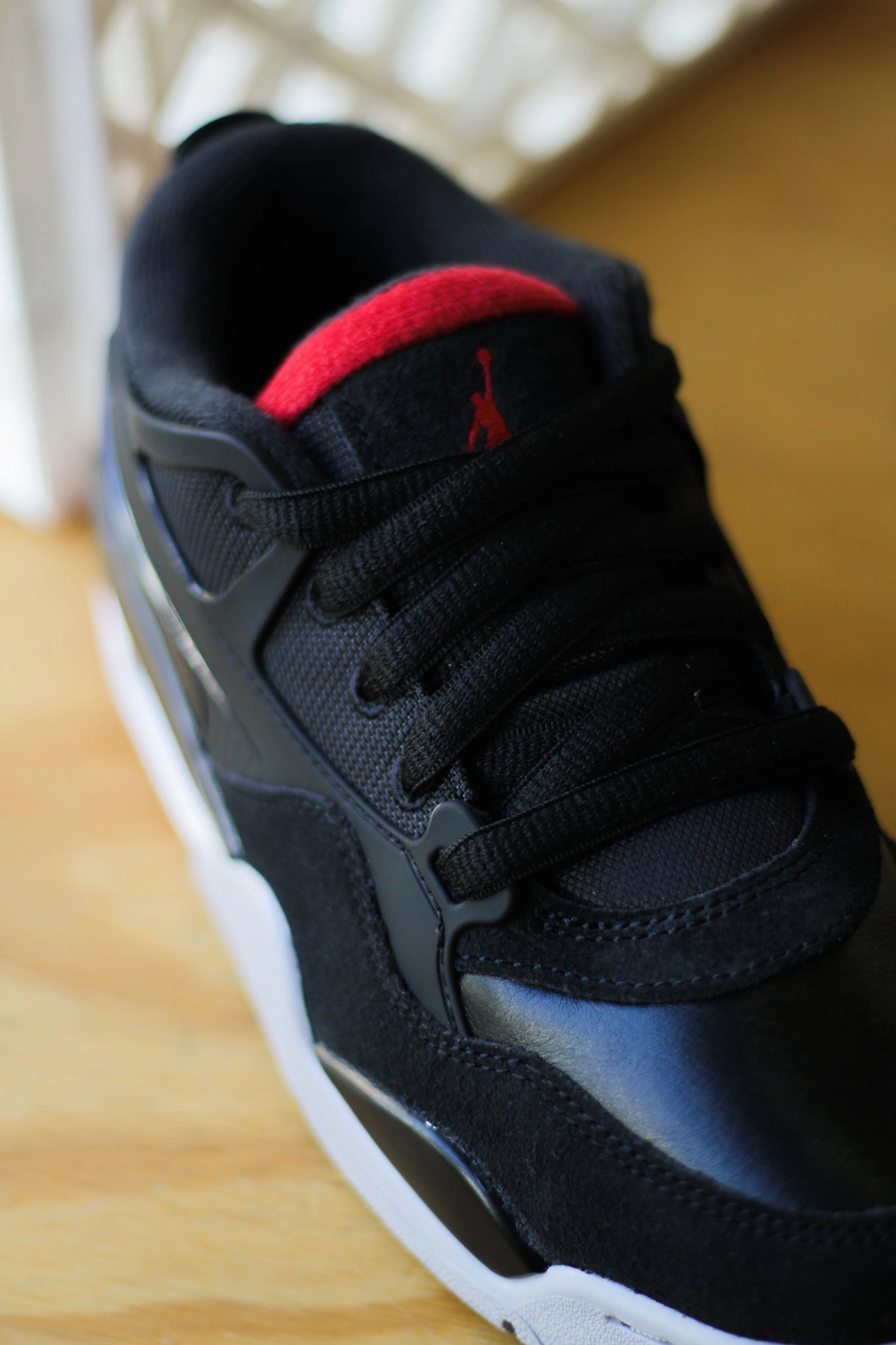 Women Sneakers AIR JORDAN 4 RM (GS) "BLACK/VARSITY RED-WOLF GREY-WHITE"