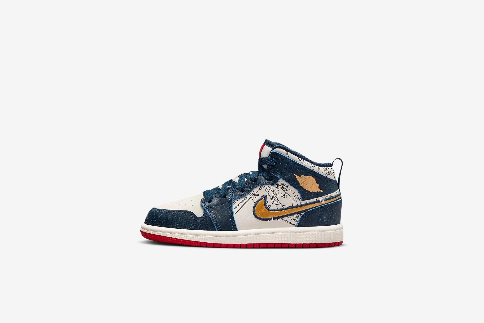 Air Jordan "1 Mid" PS - Amory Navy / Metallic Gold Tough Mudder Sneakers