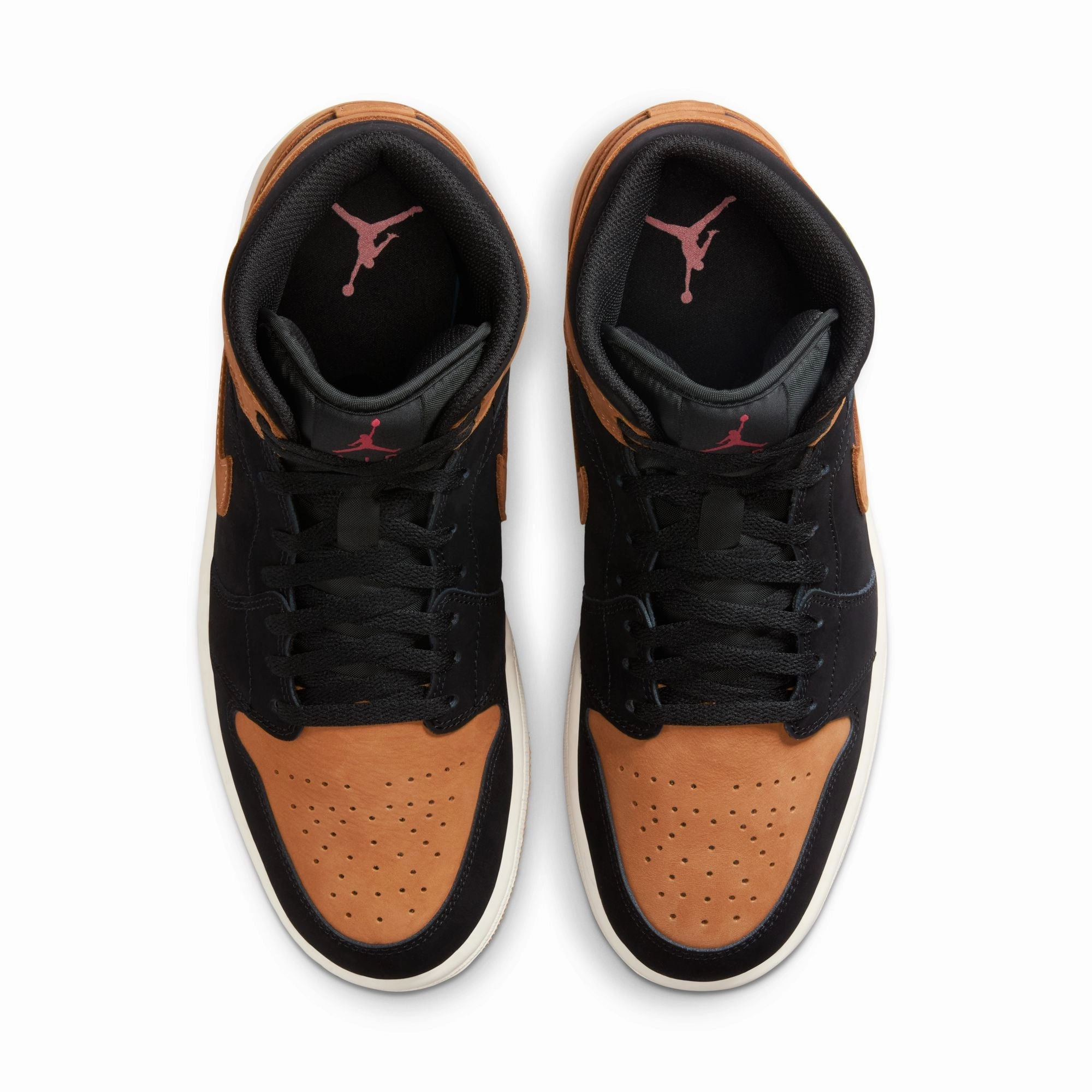 Air Jordan "1 Mid SE" M - Black / Flax - Varsity Red-Sail Sneakers Walking Plantar Fasciitis