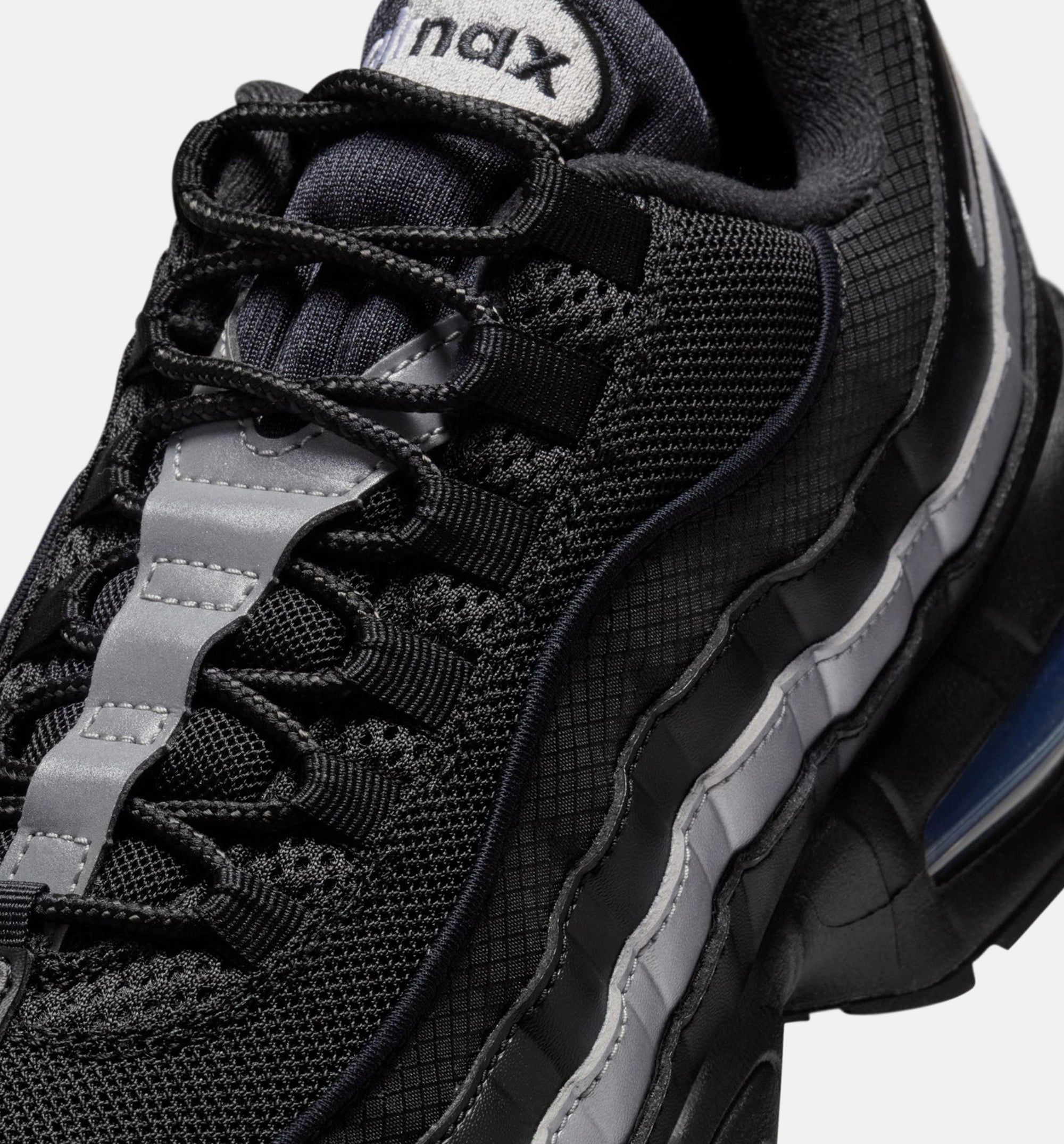 Nike Elite Running Shoes Air Max 95 Big Bubble OG Reflective Accents Mens Lifestyle Shoe - Black/Black/White/Metallic Silver