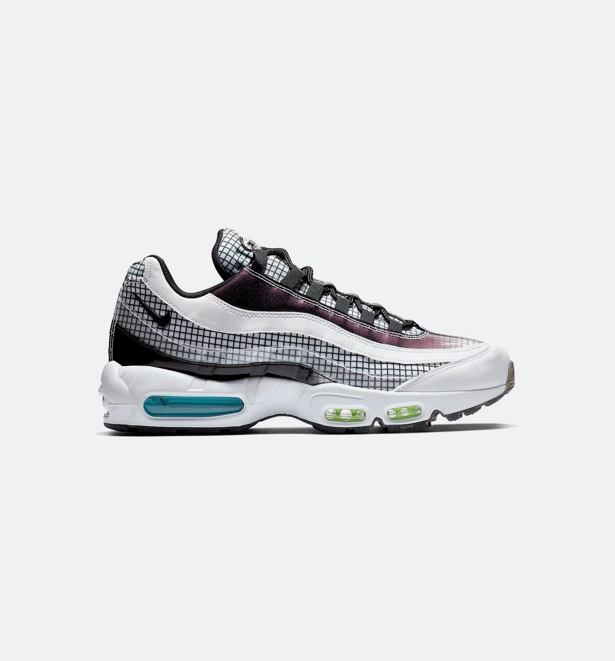 Air Max 95 Grid Pack Mens Shoe - White/Black/Blue Glaze/Lime Blast Rare Nike Wrestling Shoes