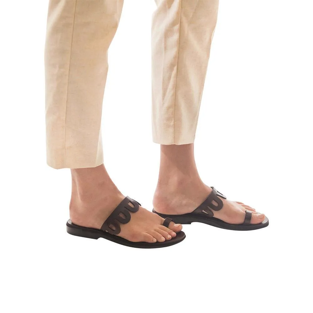 Aja - Leather Flat Sandal | Brown Wholesale Sandals