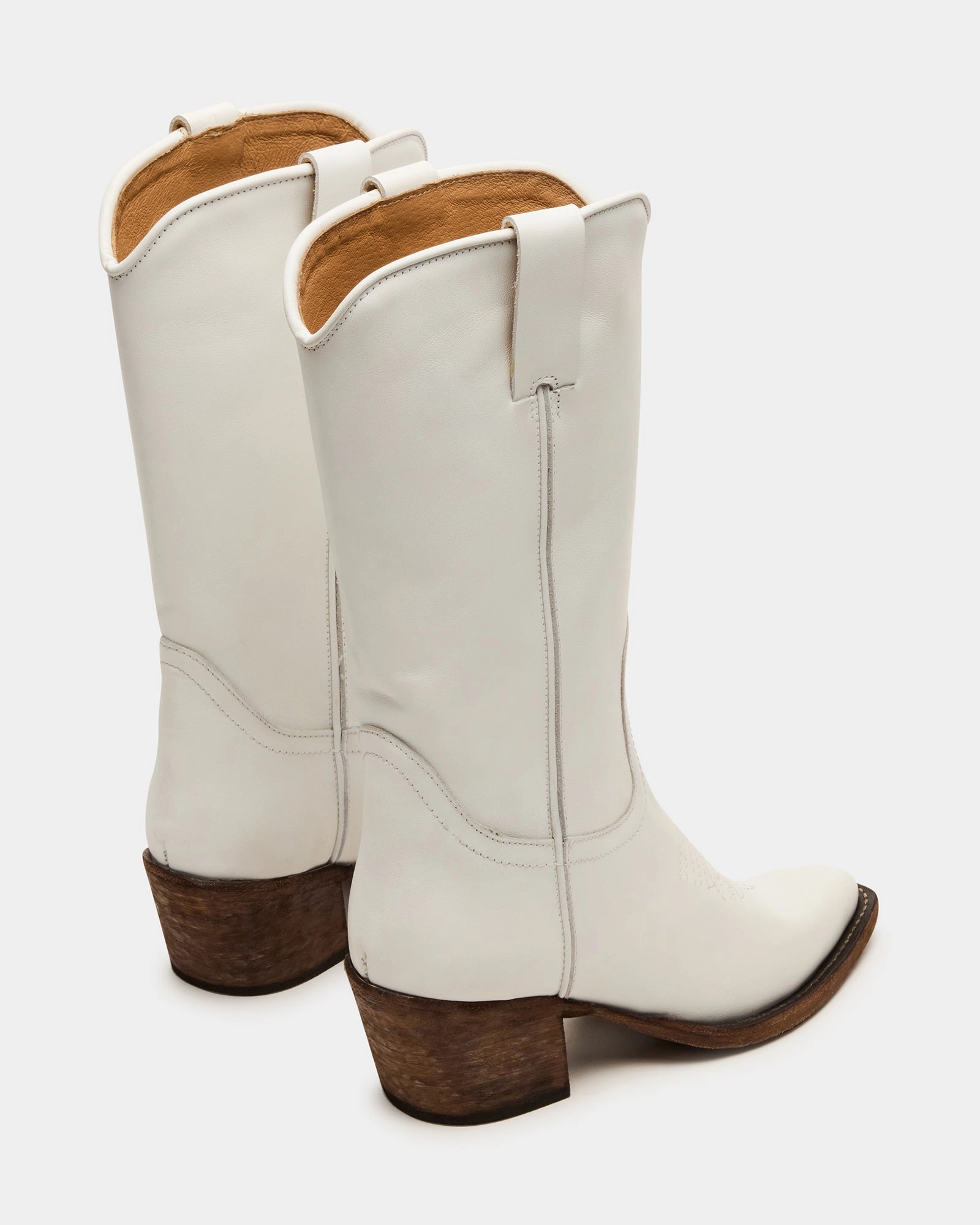 Mid Calf Cowboy Boots ALBANY WHITE LEATHER