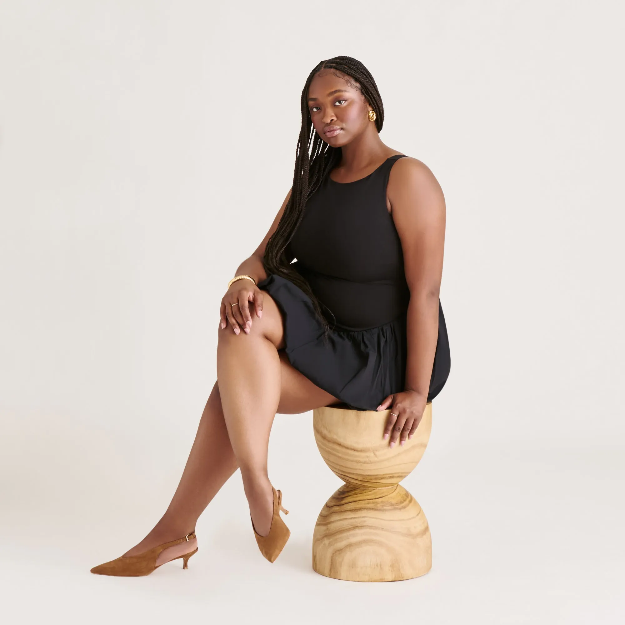 ALENNA HEELS LT BROWN SUEDE Short Skirts High Heels