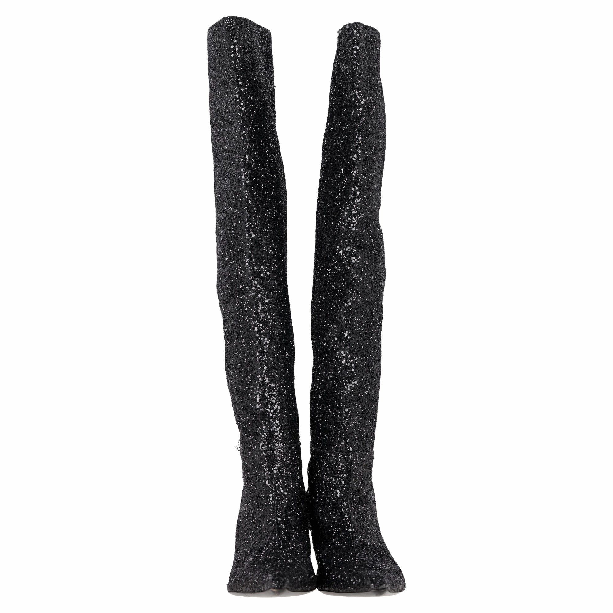 Waterproof Boots Winter Alexander Wang Viola Slouch Knee-High Boots in Black Glitter