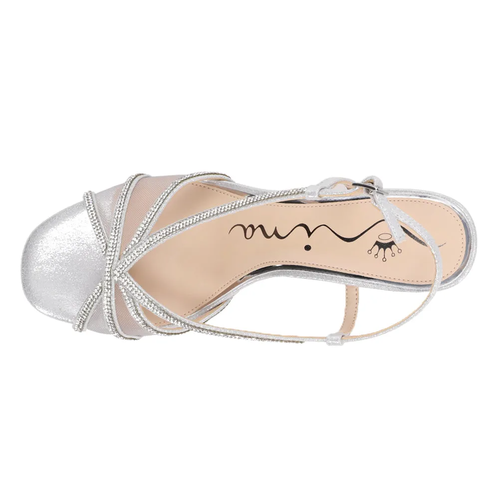 Bonney Metallic Rhinestone Slingback Block Heel Sandals Casual Shoes Png