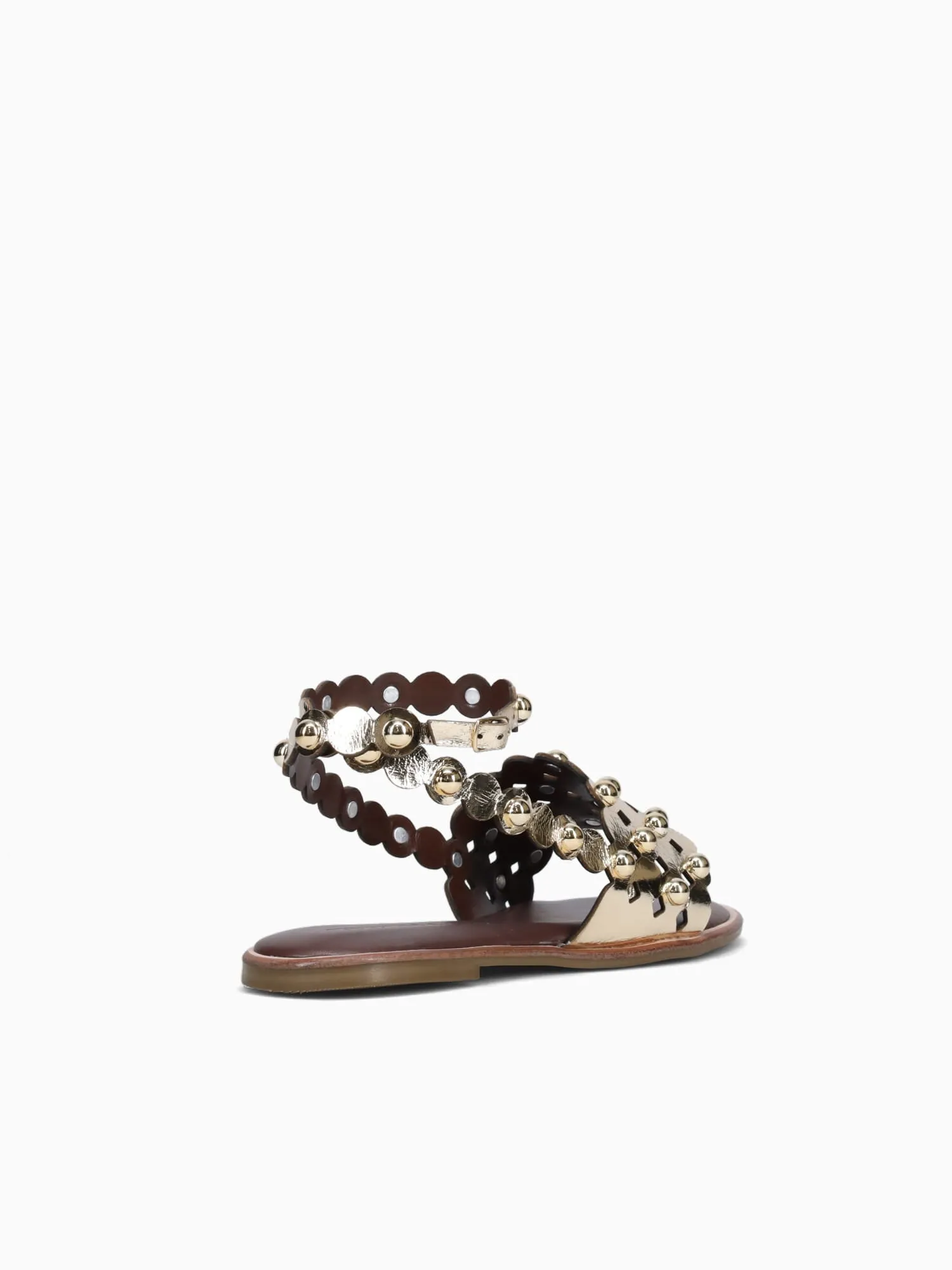 Casual Black Flat Shoes Agnes Gold Crystal Leather