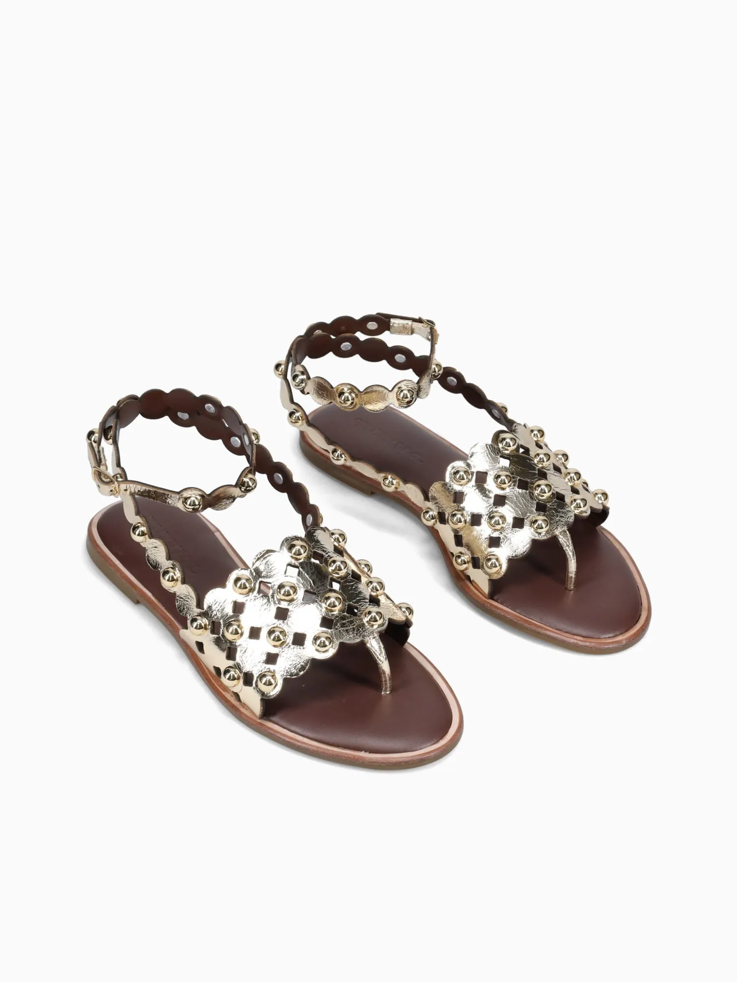 Agnes Gold Crystal Leather Hiking Shoes Casual Wear