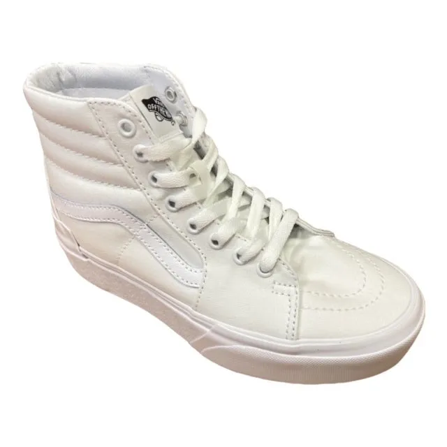 Vans scarpa sneakers da donna con zeppa in tela Sk8-Hi Stacked canvas VN0A4BTWL5R1 bianco Sneakers To Wear With Dress Pants