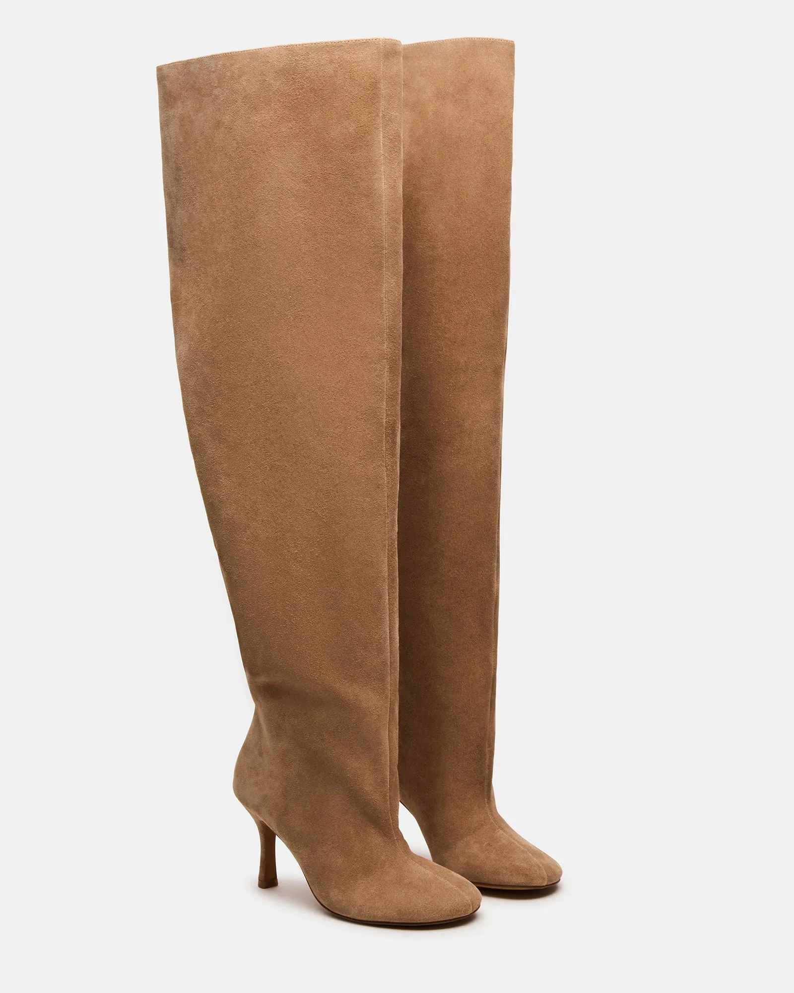 ALLISON TAUPE SUEDE Knee High Boots Fold Over